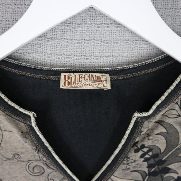 Blue Canyon Made in USA Embellished Floral V Neck Shirt Womens Large - Picture 4 of 8